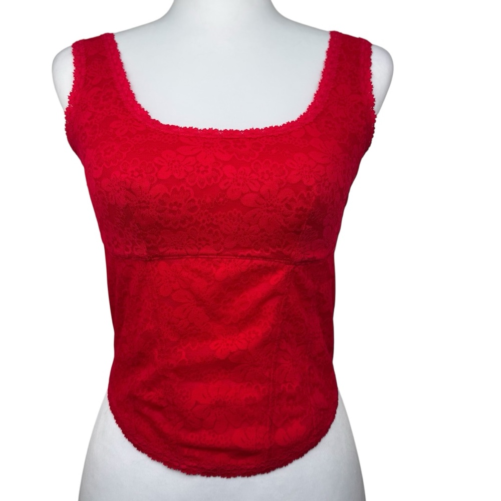 NWT PiNK Victoria’s Secret The Cinched Corset Red Lace Bralette Tank Top Cami L - Picture 3 of 8